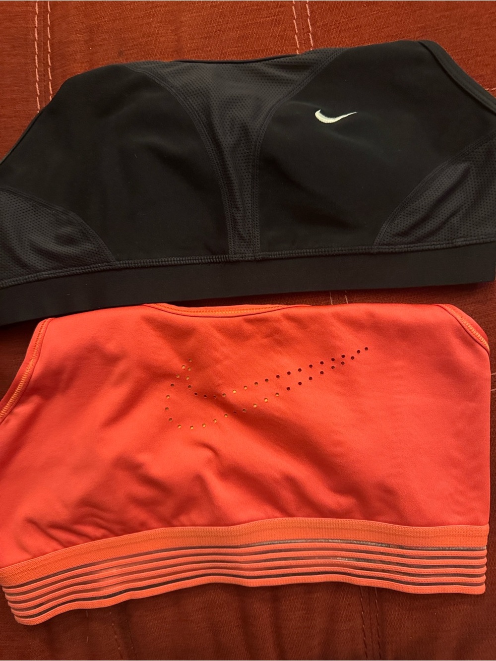 Nike Black & Coral/Orange Sports Bras Duo